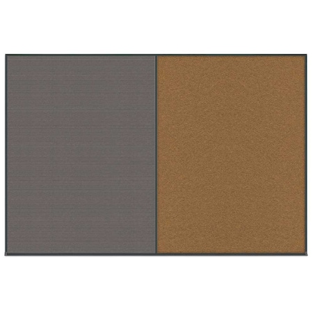 United Visual Products Enclosed Corkboard, 1 Door, 72"x36", 4" Fra UV3404-SATIN-PEARL
